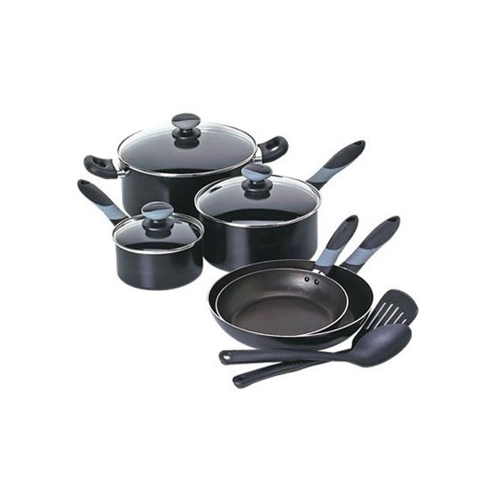 Mirro A797SA Get A Grip Aluminum Nonstick Cookware Set, 10-Piece, Black