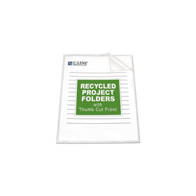 C-Line Recycled Project Folders with Thumb Cut Fronts, Reduced Glare, Letter Size, Clear, 25 per Box (62127)