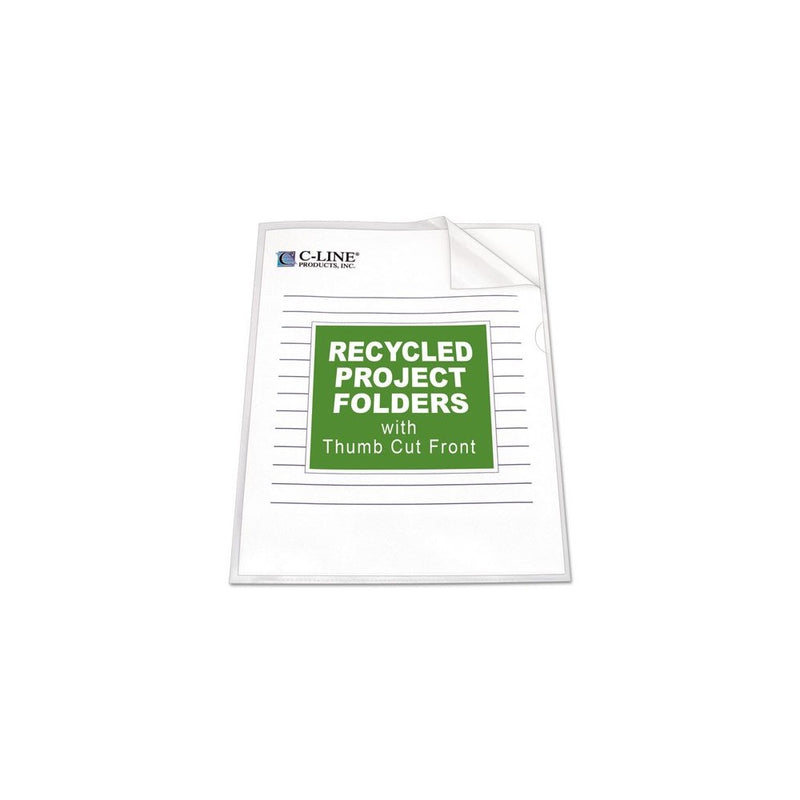 C-Line Recycled Project Folders with Thumb Cut Fronts, Reduced Glare, Letter Size, Clear, 25 per Box (62127)