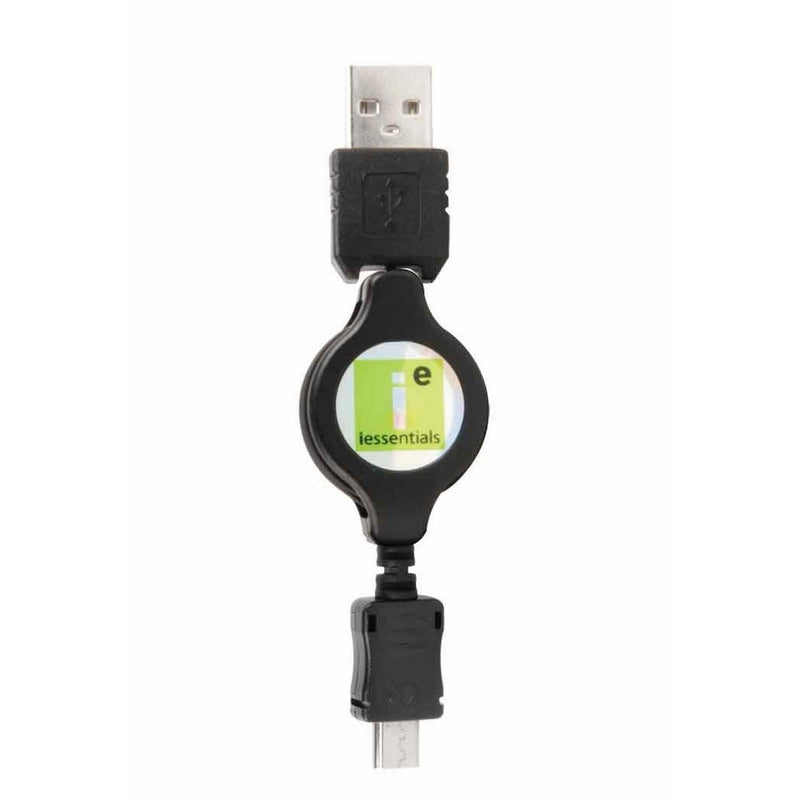 Mizco iessentials Retractable Data/Charging Cable Micro USB to USB (Black)