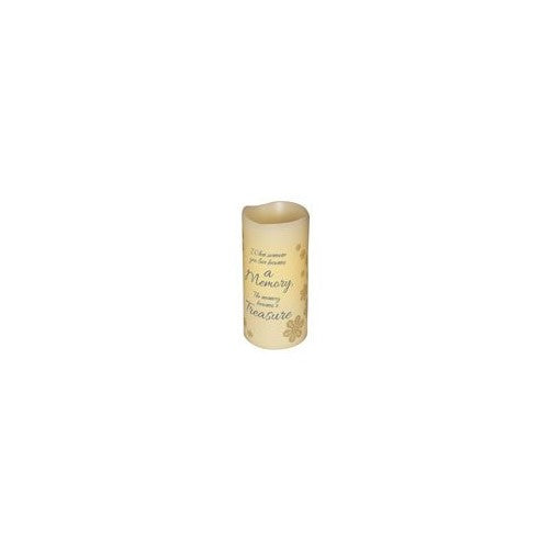 6" Flameless Vanilla Scented Memory Pillar Candle, Flickering Led Light