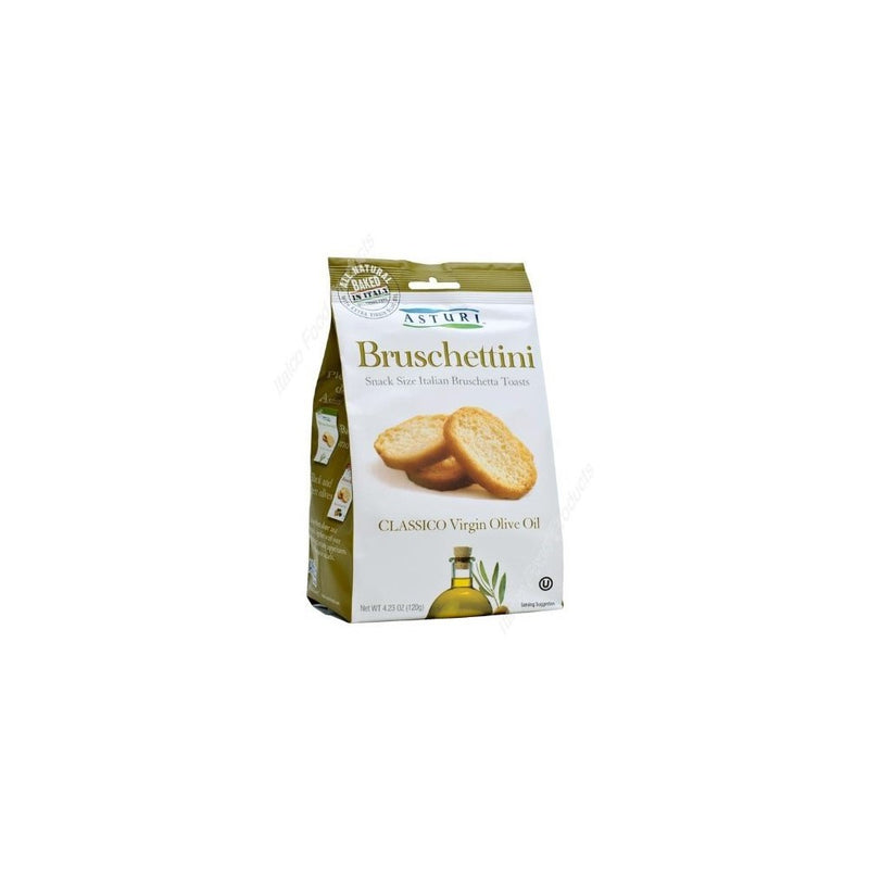 Asturi Classico Bruschettini - Virgin Olive Oil (Snack Size Italian Bruschetta Toasts), Buy TWELVE Bags and SAVE, Each Bag is 4.23 oz (Pack of 12)
