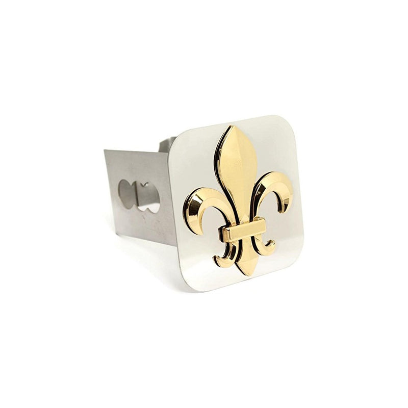 Fleur-De-Lis Gold Trailer 2" Hitch Plug Cover Cap Stainless Steel