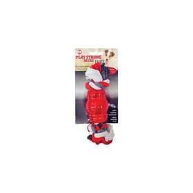 Ethical Pets 54103 Play Strong Mini Tugs Chew With Rope Dog Toy Red, Small
