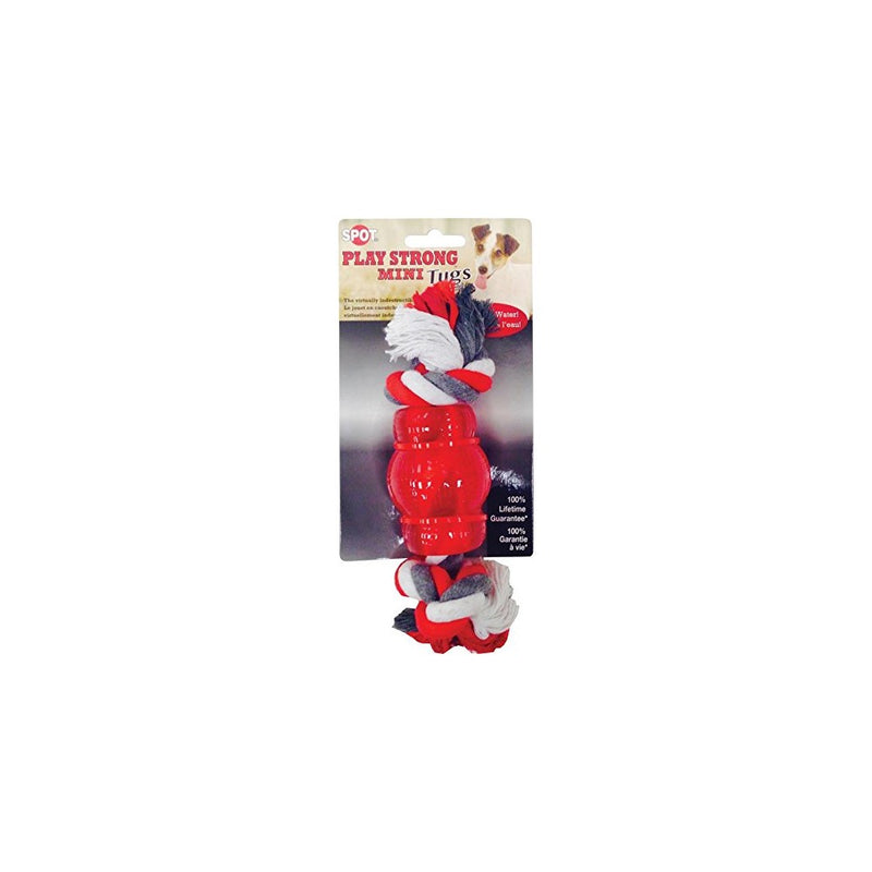 Ethical Pets 54103 Play Strong Mini Tugs Chew With Rope Dog Toy Red, Small