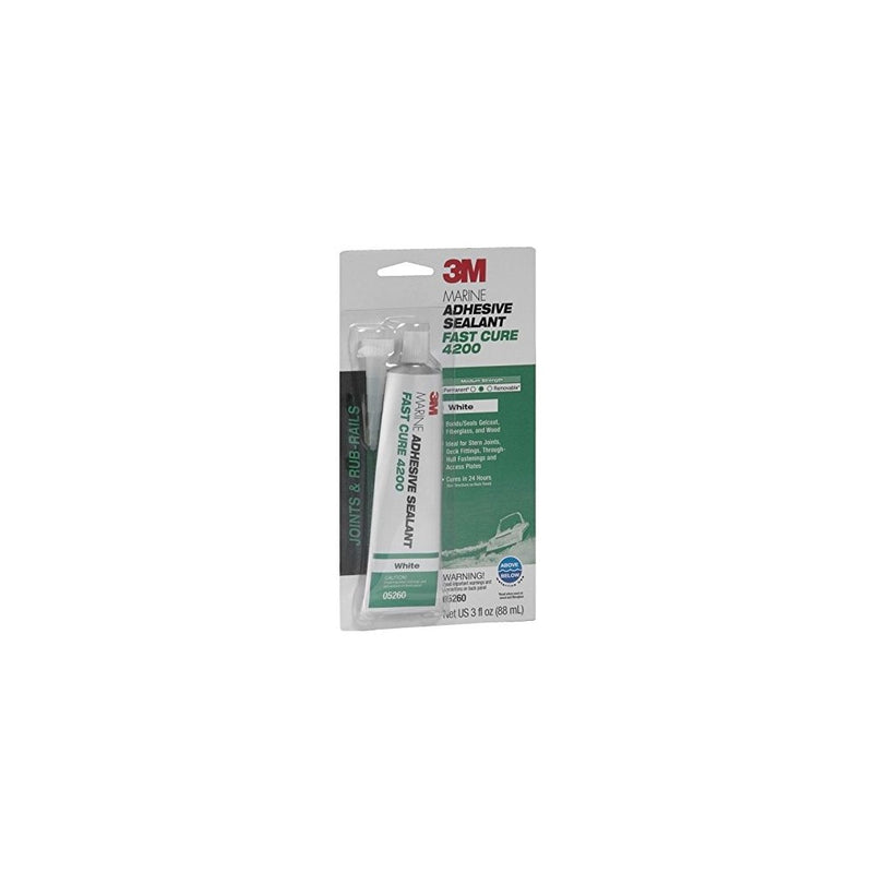 3M Marine Adhesive/Sealant Fast Cure 4200, 05260, White, 3 oz