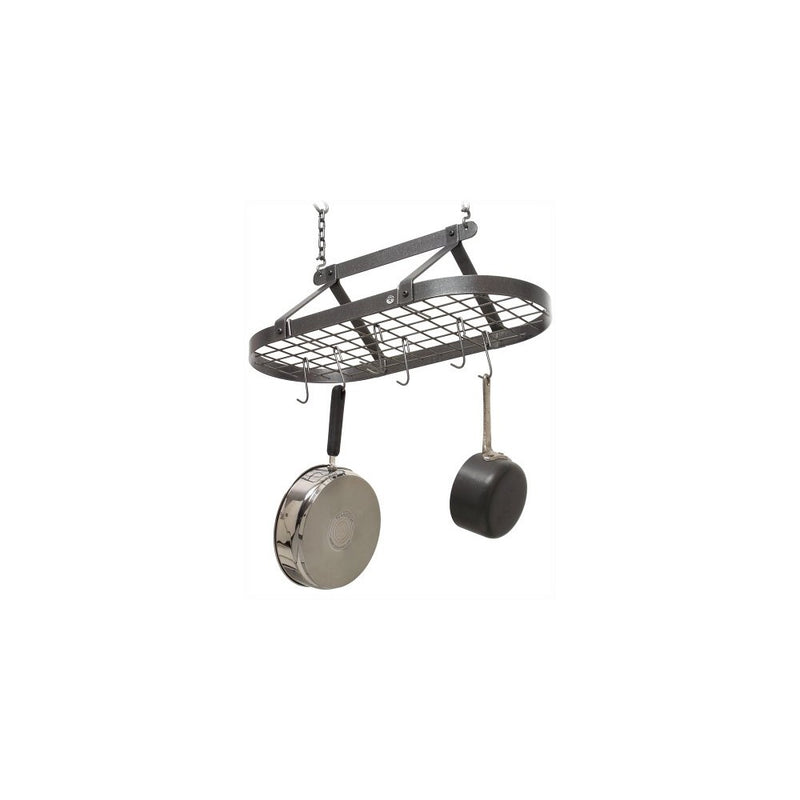 Enclume Decor Classic Oval-Shaped Ceiling Pot Rack, Hammered Steel