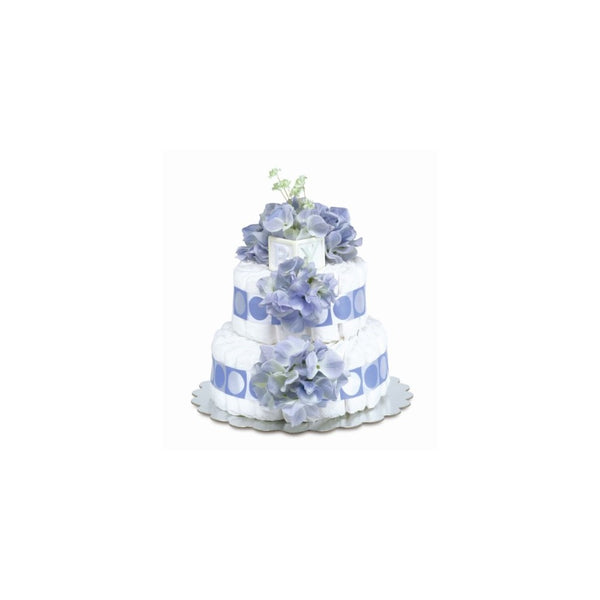 Bloomers Baby Diaper Cake Classic Blue Hydrangea 2-Tier