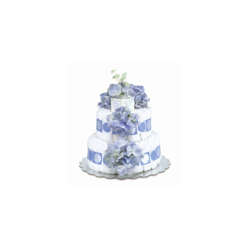 Bloomers Baby Diaper Cake Classic Blue Hydrangea 2-Tier