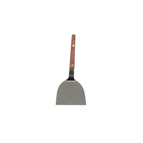 NEW, 9½-Inch Teppanyaki Grill Spatula, Grilling Spatula, Turner Spatula, Griddle Spatula, Barbecue BBQ Spatula, w/Cutting Edge, Solid Stainless Steel, Riveted Smooth Wood Handle, Commercial Grade