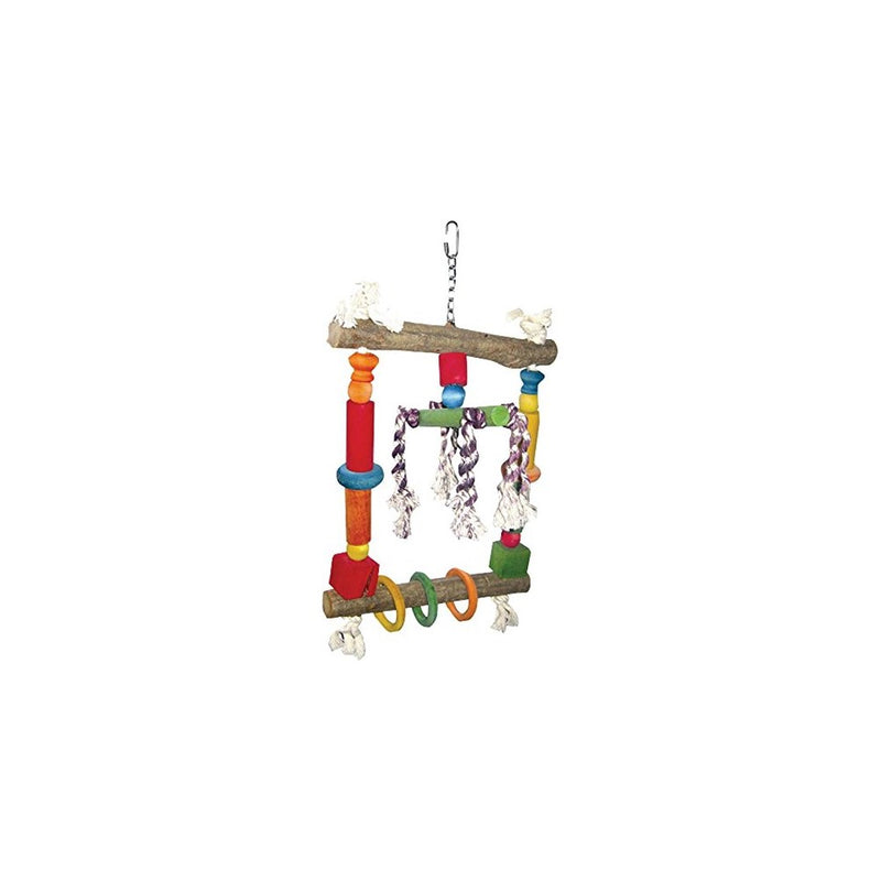 A&E CAGE COMPANY HB117 Happy beaks wood swing with Rope Assorted Bird Toy, 10 by 19"