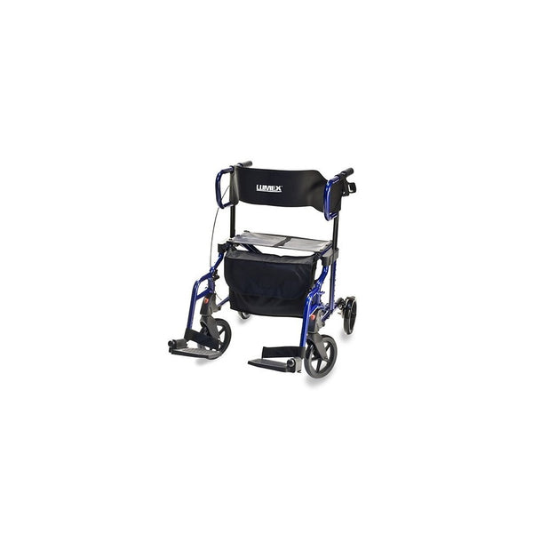 Lumex Lightweight Hybrid Rolling Walker Rollator Transport Chair