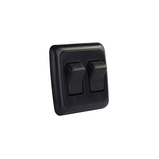 JR Products 12235 Black Double SPST On-Off Switch with Bezel