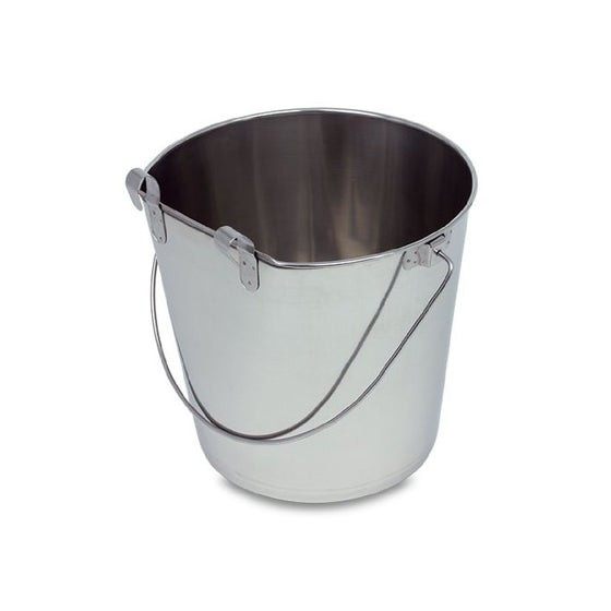 Indipets Heavy Duty Flat Sided Stainless Steel Pail, 9-Quart