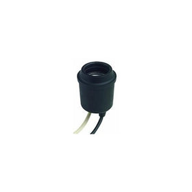 Leviton 124-D Incandescent Lampholder, Medium Base, Single Circuit, 660W-250V, Black Rubber, With Shoulder For Clamp Type Shade