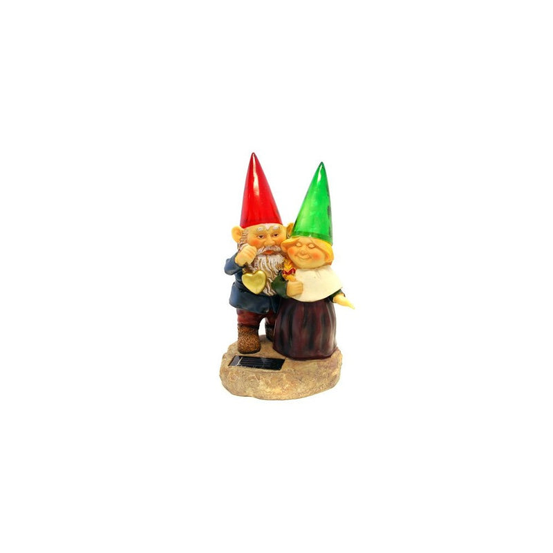 Gnomes holding hearts and flower with Solar Powered Light Garden Statue Yard Art Outdoor Patio