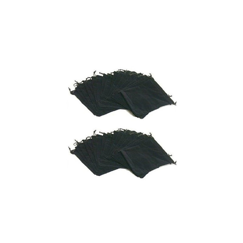 AOMGD 1 X Pack Of 25 Large 7" X 5" Pouches - Elegant Black Velvet Drawstring Jewelry Bags