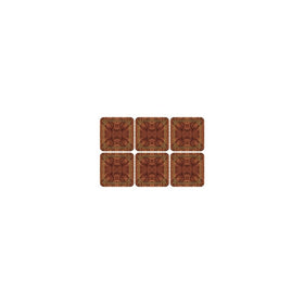 PIMPERNEL Walnut Burlap Coasters square set of 6