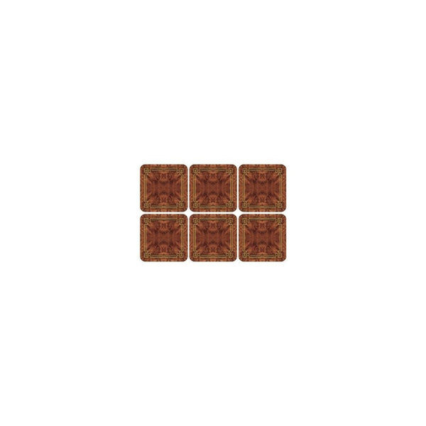 PIMPERNEL Walnut Burlap Coasters square set of 6