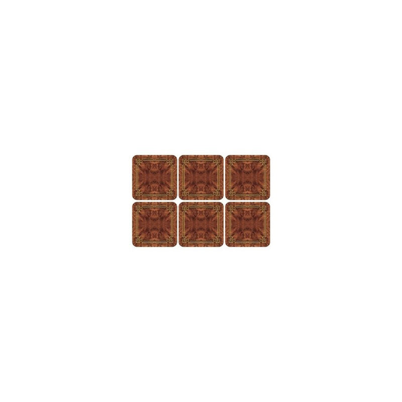 PIMPERNEL Walnut Burlap Coasters square set of 6
