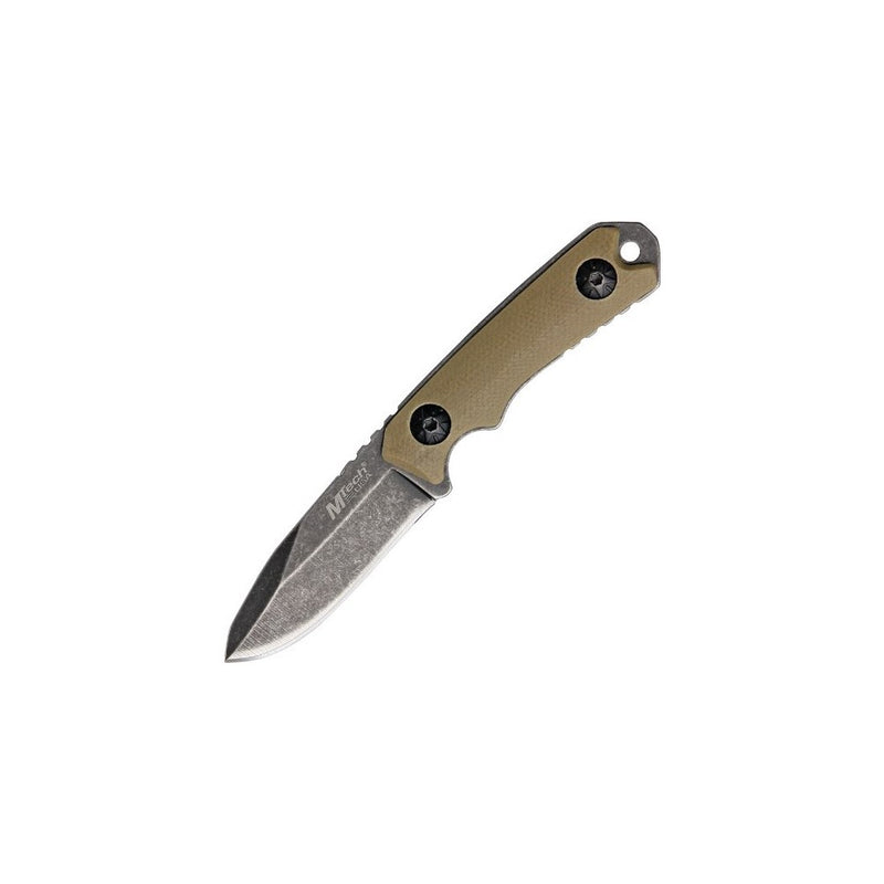 Mtech USA MT-20-30 Fixed Blade Neck Knife, Drop Point Blade, Tan G10 Handle, 4-3/4-Inch Overall
