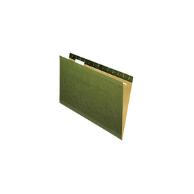 Universal One Reinforced Recycled Hanging Folder, 1/5 Cut, Legal, Standard Green, 25/Box