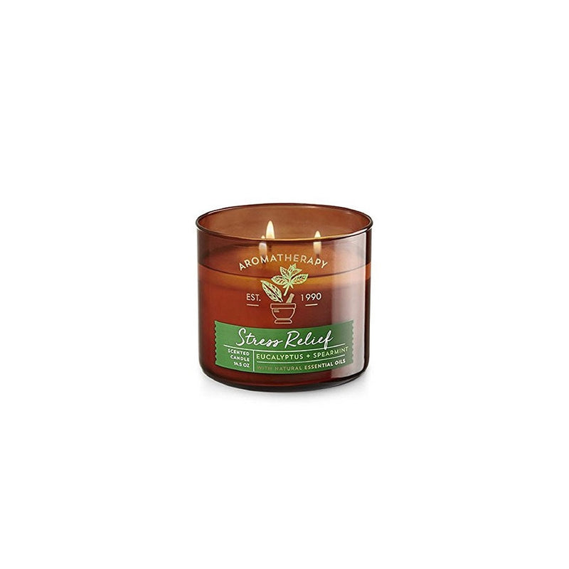 Bath and Body Works 3-wick Limited Edition Candle AROMATHERAPY COLLECTION (Stress Relief - Eucalyptus Spearmint)