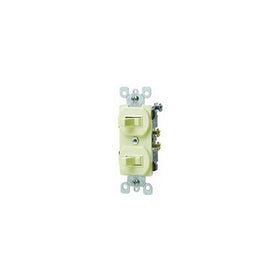 Leviton 108-05224-ISP Combo 2-Single Pole Switch, Ivory
