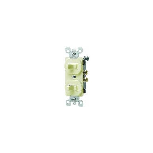Leviton 108-05224-ISP Combo 2-Single Pole Switch, Ivory