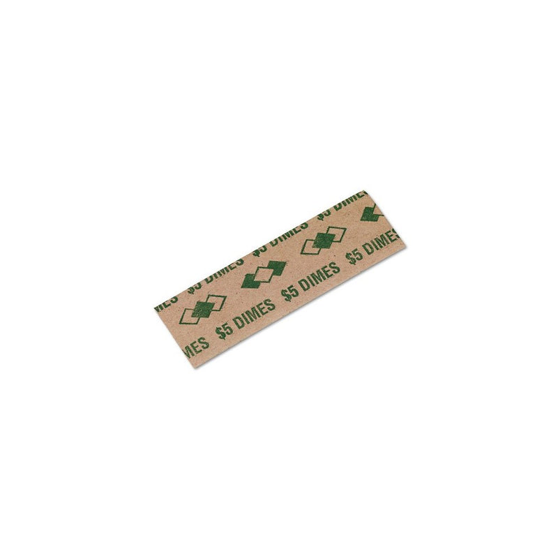 PM Company Coin Wraps, Dimes, 5/Wrap, Green, Pack Of 1000