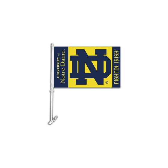 NCAA Notre Dame Fighting Irish Car Flag ND Logo with Free Wall Brackett