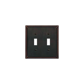 Jackson Deerfield 3002AZ Imperial Bead Antique Double Toggle Wall Plate, Bronze