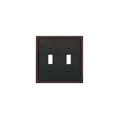 Jackson Deerfield 3002AZ Imperial Bead Antique Double Toggle Wall Plate, Bronze