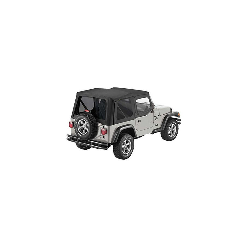 Pavement Ends by Bestop 51197-15 Black Denim Replay Replacement Soft Top Tinted Back Windows w/ Upper Door Skins for 1997-2006 Jeep Wrangler