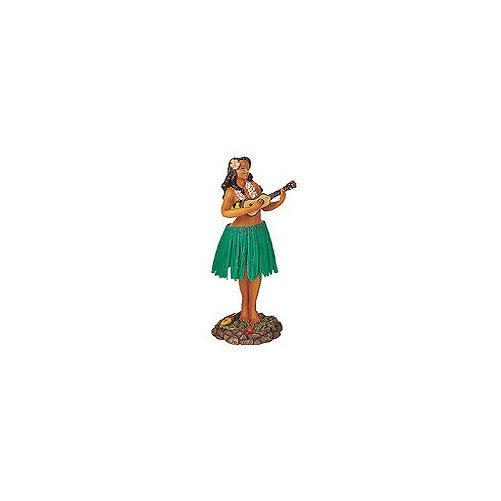 Leilani Dashboard Hula Doll Playing Ukulele Green 7"