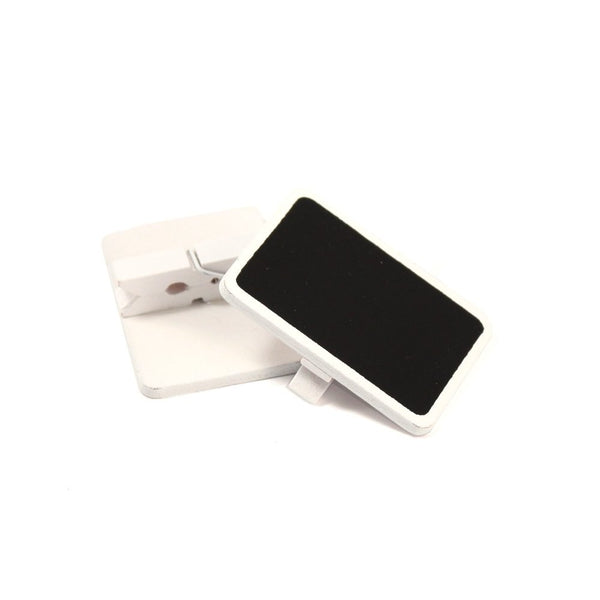 Weddingstar Miniature Rectangular Wooden Black Board Clip with White Wash Finish