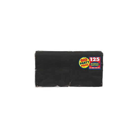 Amscan 600013.1 Big Party Pack Beverage Napkins, Black, 55"x 55"