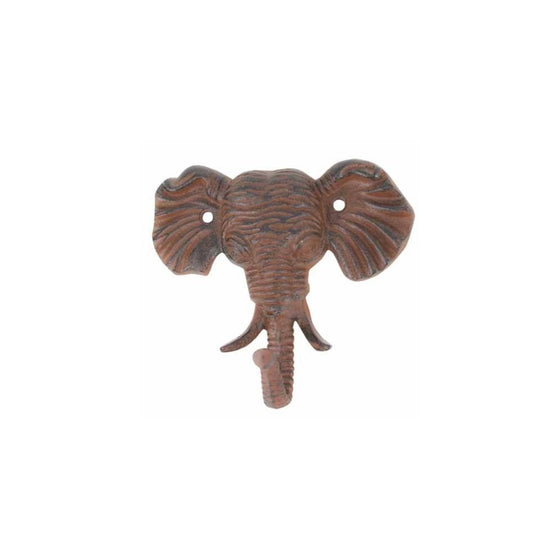 1 X Antiqued Reproduction Cast Iron Elephant Head Single Hook Wall Decor