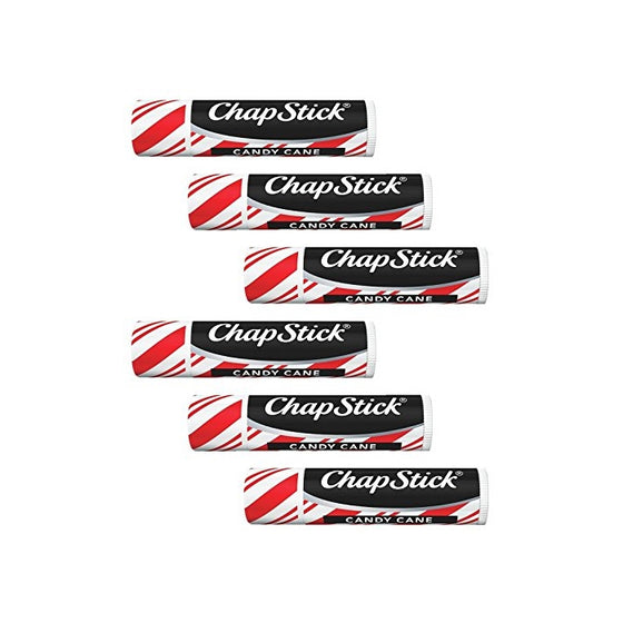 Chapstick Candy Cane Lip Balms, Peppermint, 0.15 Ounce (Pack of 6)