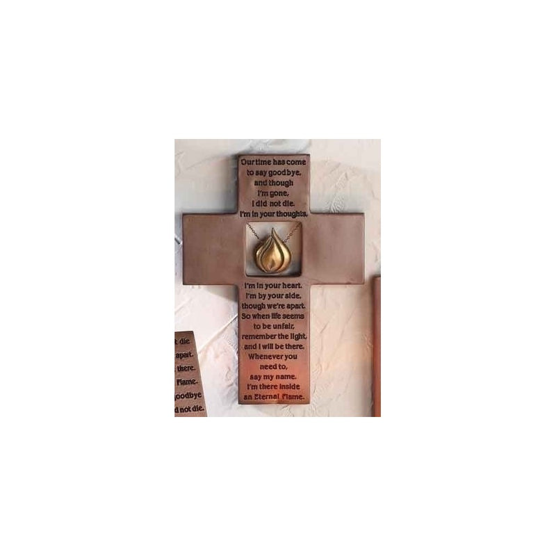 1 X Eternal Flame Memorial Wall Cross Plaque Crucifix Bereavement Gift Roman 64214