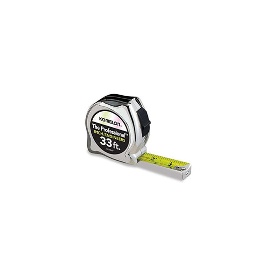 Komelon 433IEHV High-Visibility Professional Tape Measure both Inch and Engineer Scale Printed 33-feet by 1-Inch, Chrome
