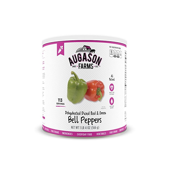 Augason Farms Dehydrated Diced Red & Green Bell Peppers 1 lb 4 oz No. 10 Can