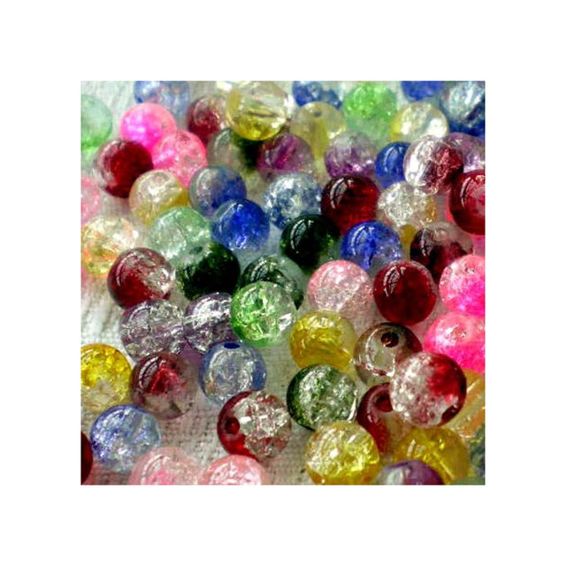Beading Station 100-Piece Multicolor Tiny Lampwork Crackle Glass Round Beads, 6mm