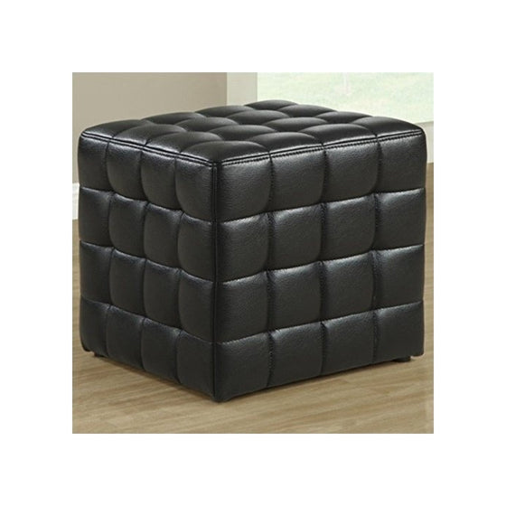 Monarch Specialties Leather-Look Ottoman, Black