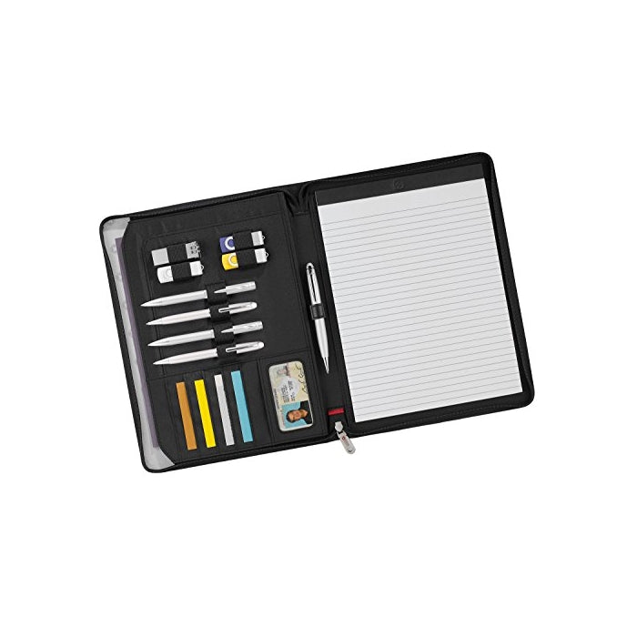 Wenger Zippered Padfolio Note Pad Writing Pad, Black