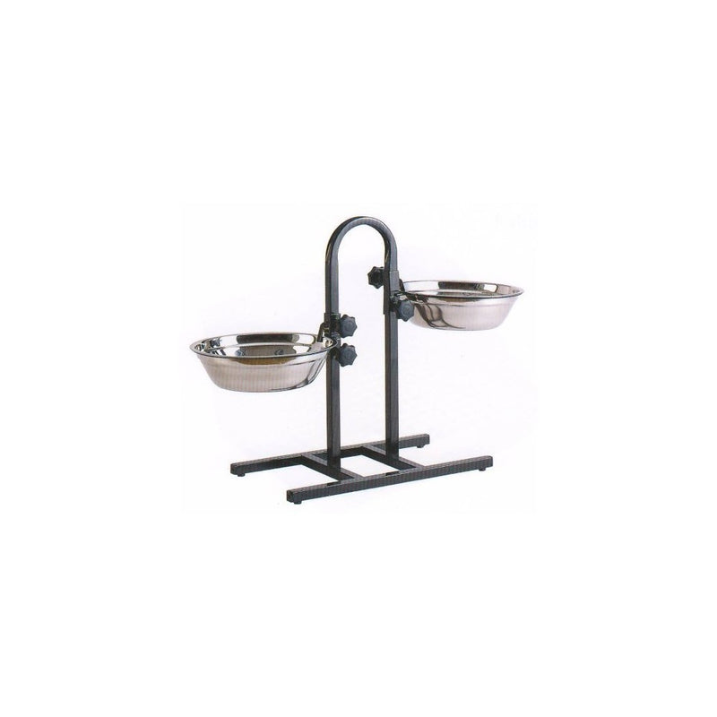 5-Quart Large Adjustable Double Wrought Iron Chew Free Stainless Steel Dog Cat Pet Diner Food Water Bowls by Mcage