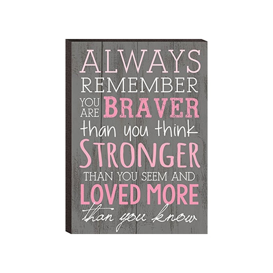 Always Remember You Are Braver Than You Think 4x6 Wall Plaque