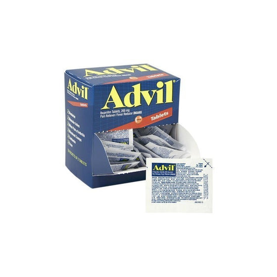 Advil Pain Reliever, Individual Sealed 2 Tablets in a Packet (Box of 50 Packets) (Pack of 2 Boxes)