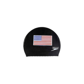 Speedo Latex 'Flag' Swim Cap, Black, One Size