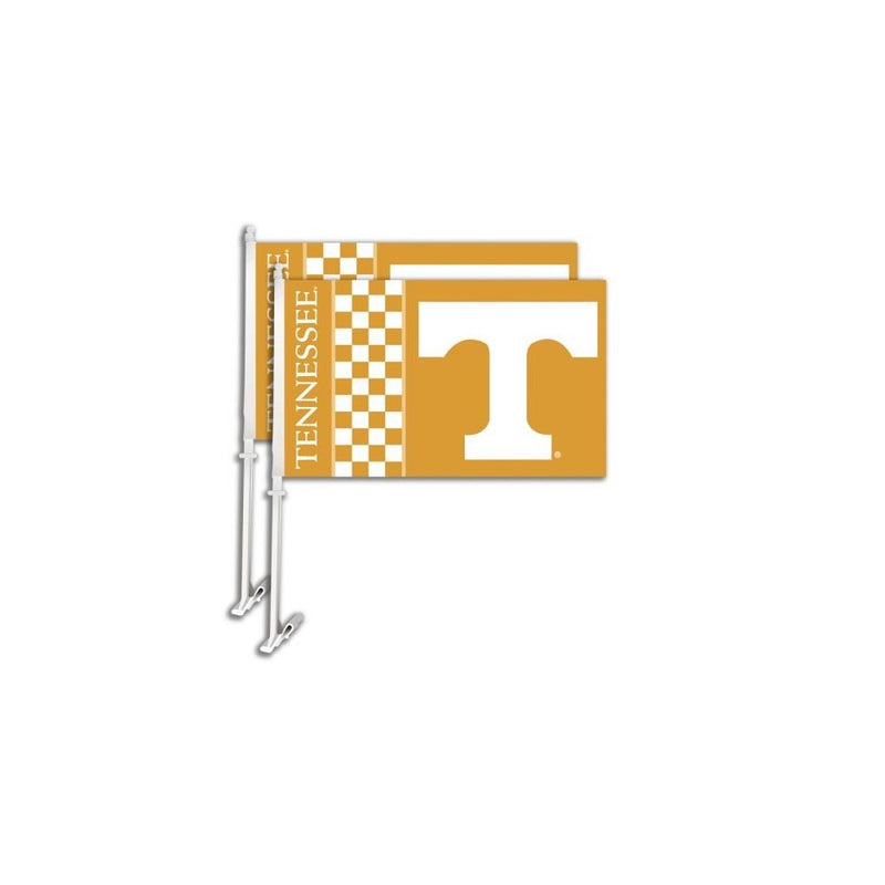 NCAA Tennessee Volunteers Car Flag Checks with Free Wall Brackett